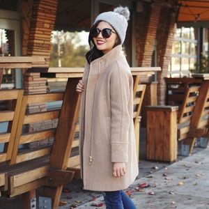 Jcrew camel stadium coat in size 0